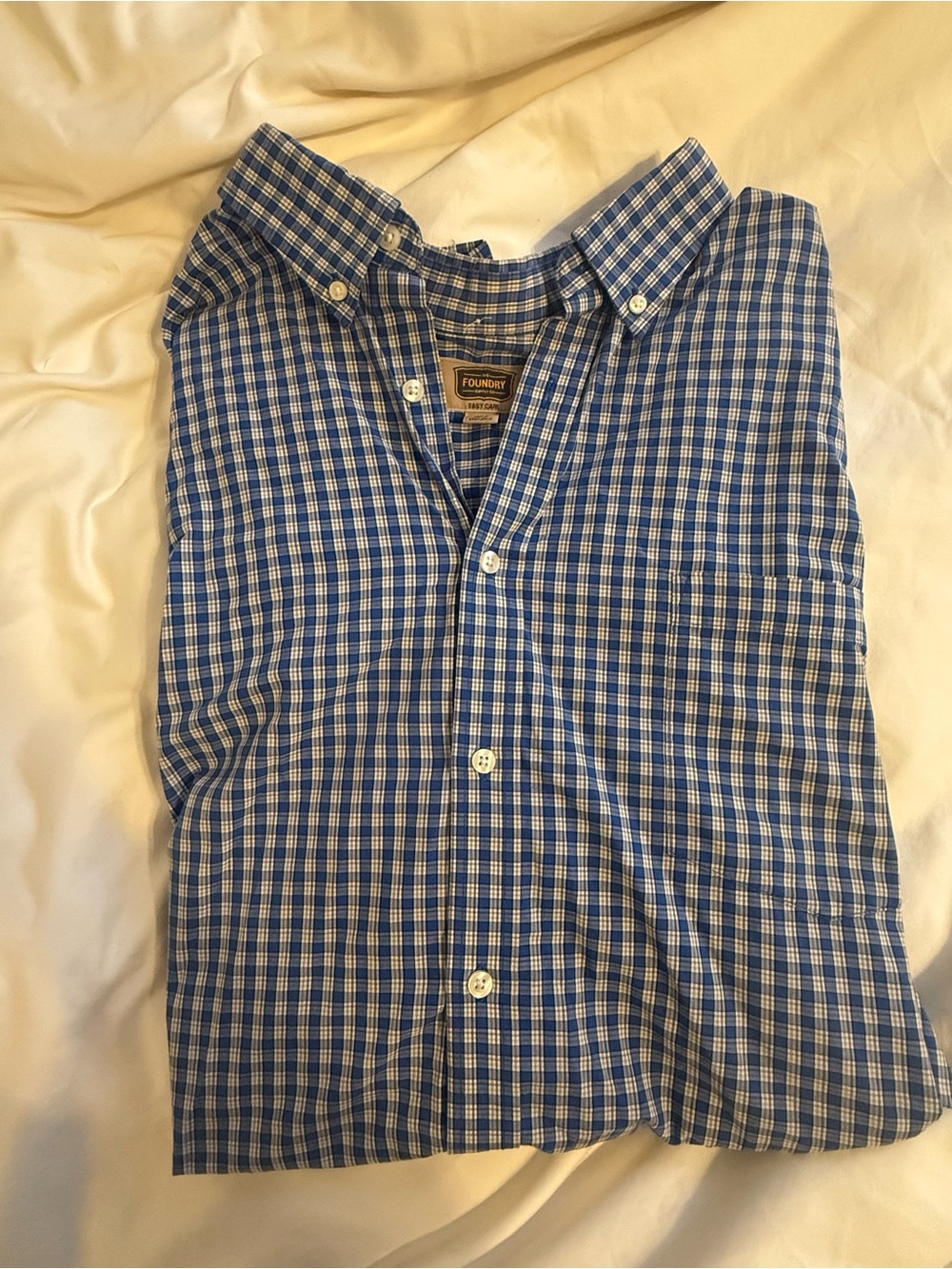 The Foundry Supply Co. Blue and White Plaid Button-Down Shirt
